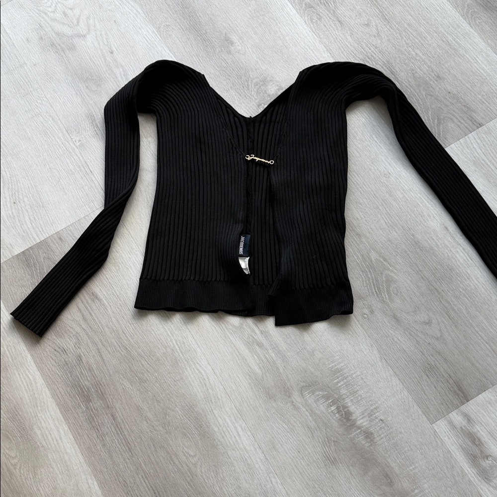 Jacquemus Black Ribbed Long Sleeve Knit Top